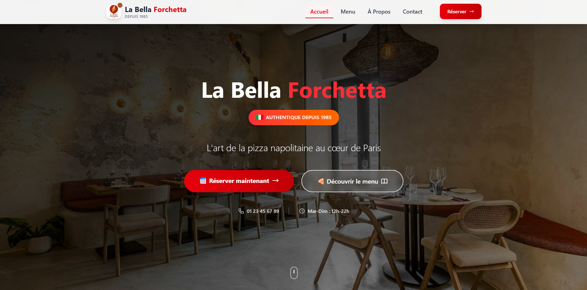 La Bella Forchetta - Vue desktop